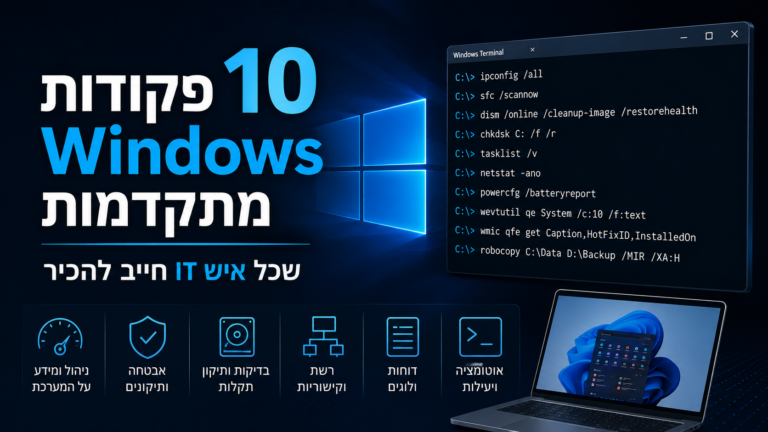 10 פקודות Windows מתקדמות שכל איש IT חייב להכיר
