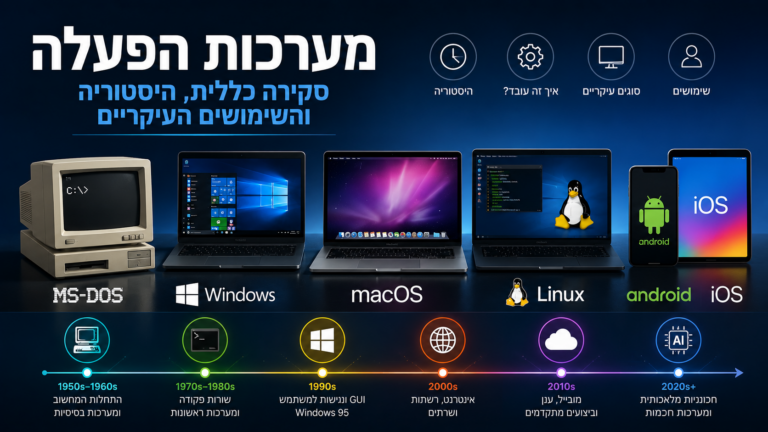 מערכות הפעלה – סקירה כללית, היסטוריה והשימושים העיקריים