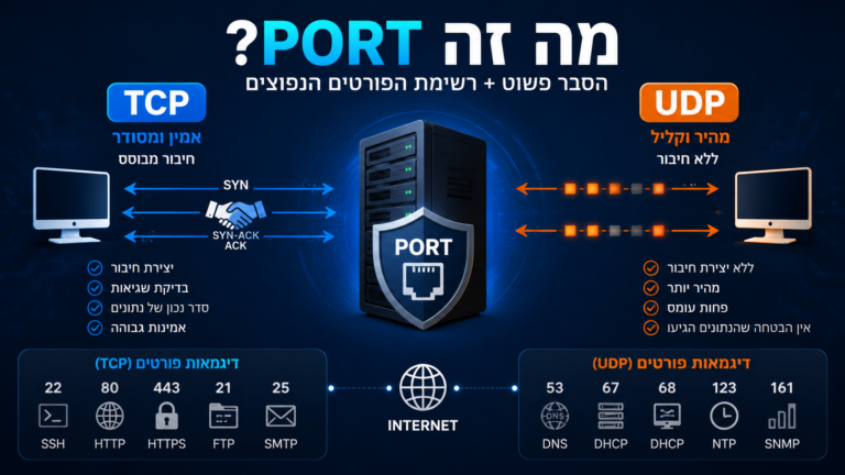 מה זה Port ברשת? הסבר פשוט + רשימת הפורטים הנפוצים